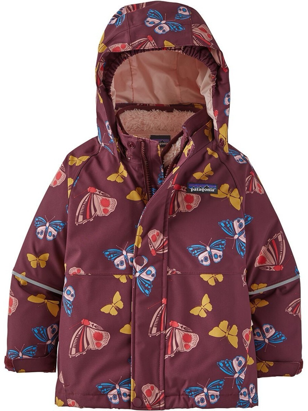 Patagonia Kids' Plum Butterfly Hooded Raincoat with Pink Lining